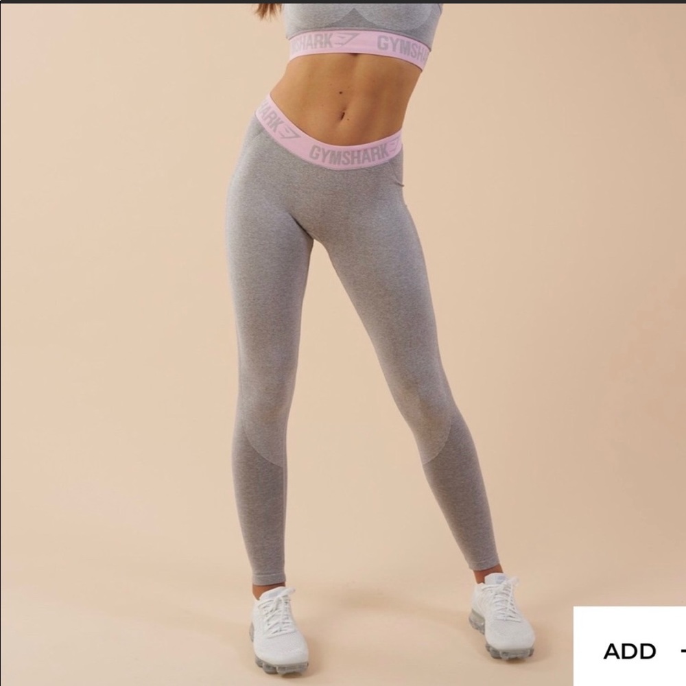 Gymshark Flex Leggings - Pink And Light Gray